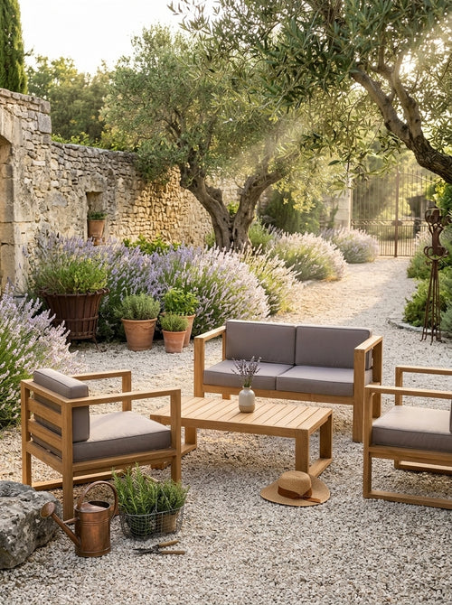 Kim - Salon De Jardin 2 Places - Taupe/Marron