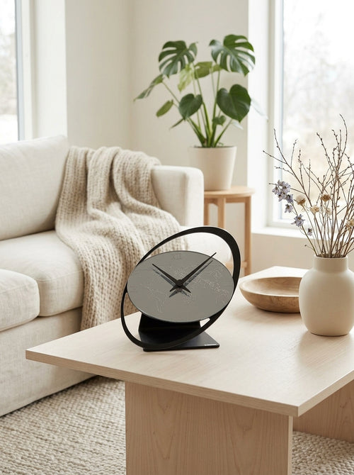 Global Thinking - Horloge de Table - Gris