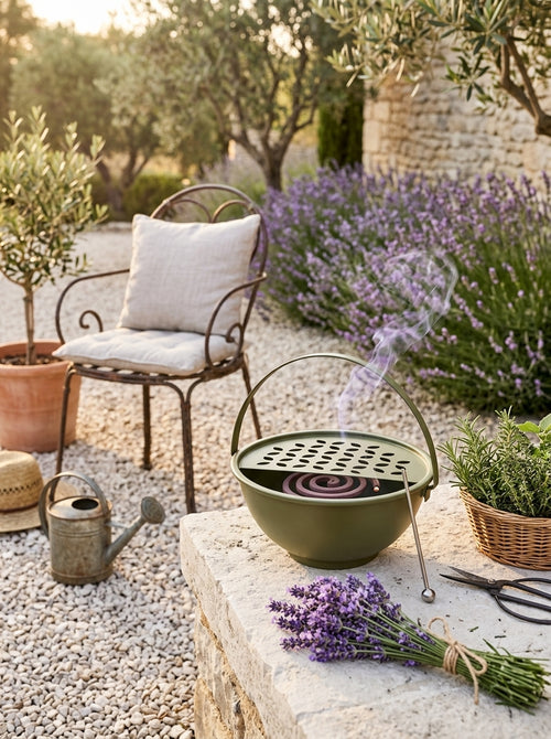 Austin - Spiral Mosquito Repellent Table And Floor Holder With Magnetic Rod - Olive Green - Metal