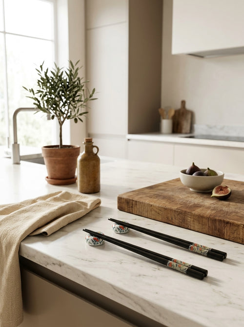 Pechino - Kit 2 Pairs of Chopsticks & 2 Chopstick Holders - Wood