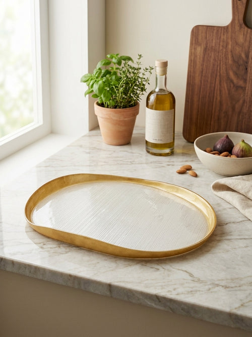 Balat - Panettone Plate - Pearl And Gold - Borosilicate Glass
