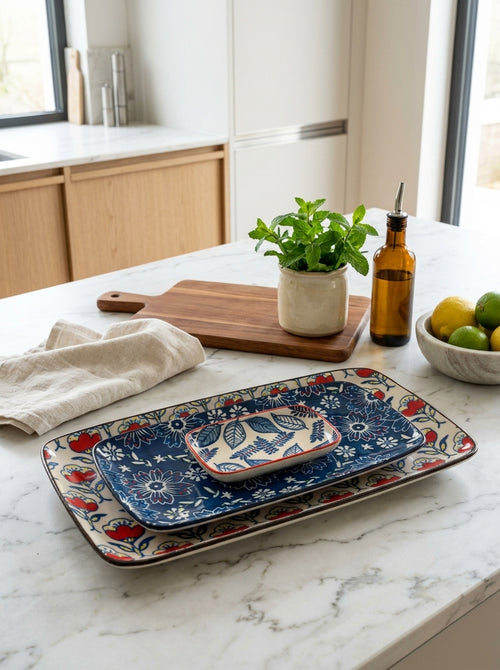 Pechino - Set Of 3 Decorated Trays - Ceramic