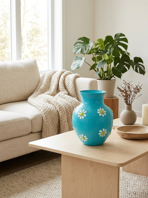 Monterey - Vase With Exterior Decorations - Light Blue - Borosilicate Glass