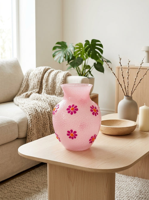 Monterey - Vase With Exterior Decorations - Pink - Borosilicate Glass