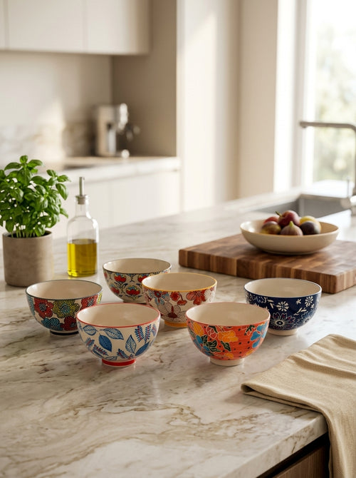 Pechino - Set Of 6 Decorated Cups - Ceramic - 300ml