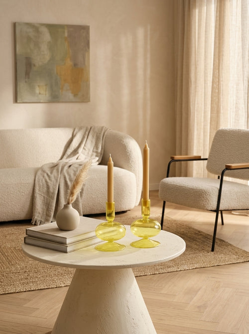 Samarcanda - Set of 2 Candleholders - Yellow - Borosilicate Glass