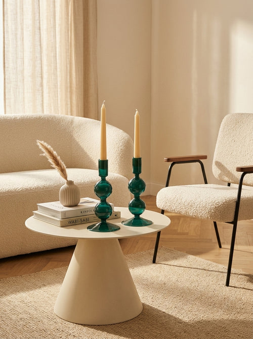 Samarcanda - Set of 2 Candleholders - Petrol - Borosilicate Glass