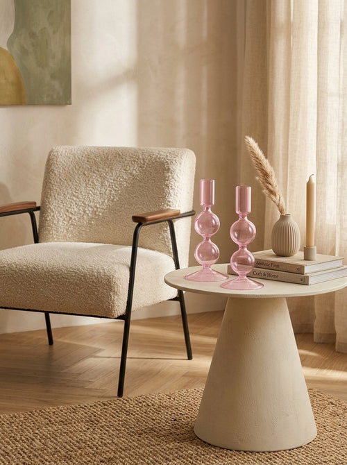 Samarcanda - Set of 2 Candleholders - Pink - Borosilicate Glass