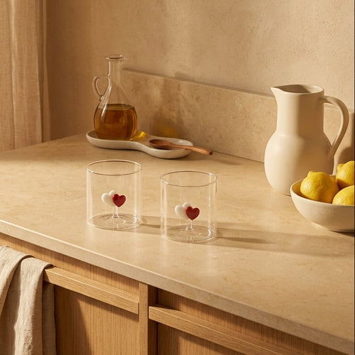 Monterey - Set of 2 Heart Tumblers - Borosilicate Glass - 250ml