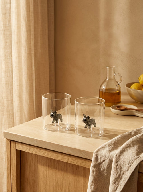 Monterey - Lot De 2 Gobelets Bulldog Français - Verre Borosilicate