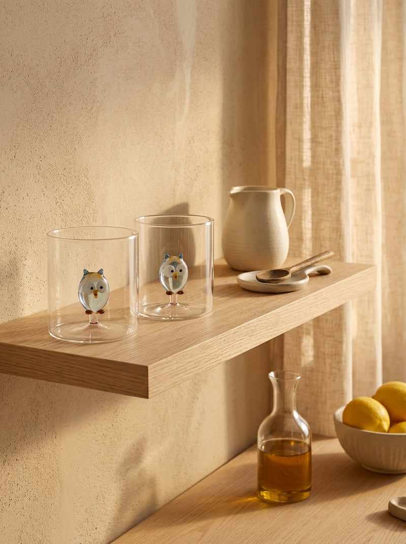 Monterey - Lot De 2 Gobelets Chouettes - Verre Borosilicate