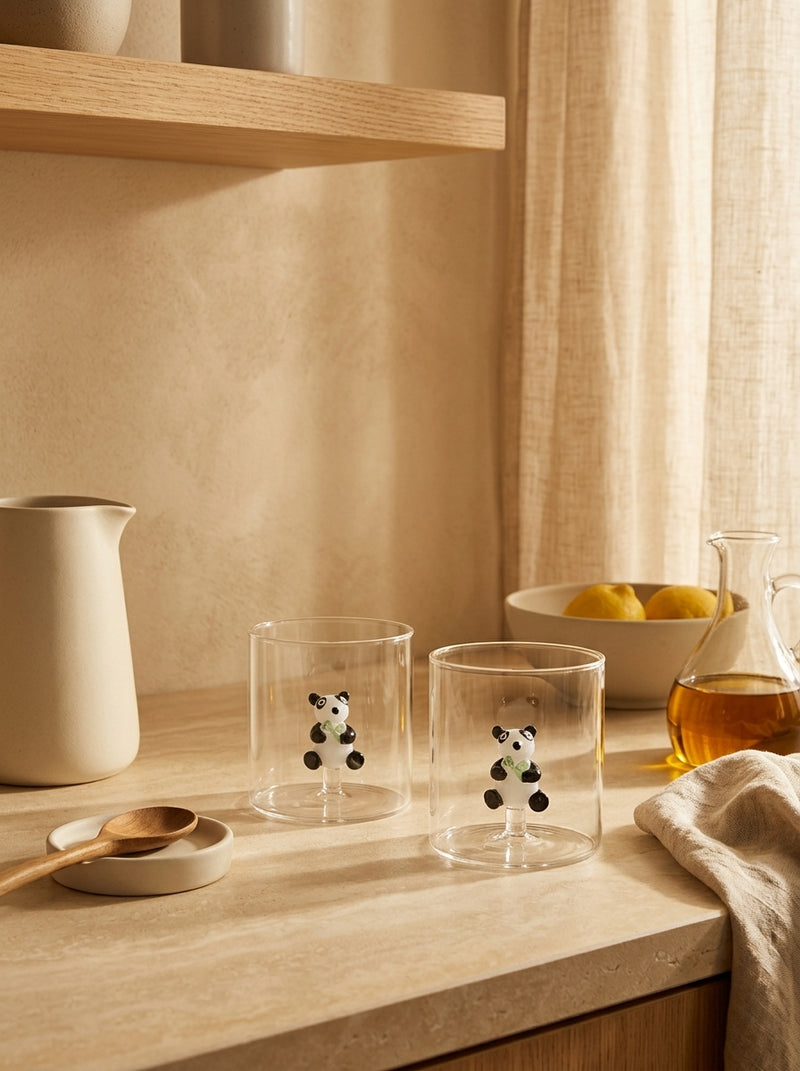 Monterey - Lot De 2 Gobelets Pandas - Verre Borosilicate