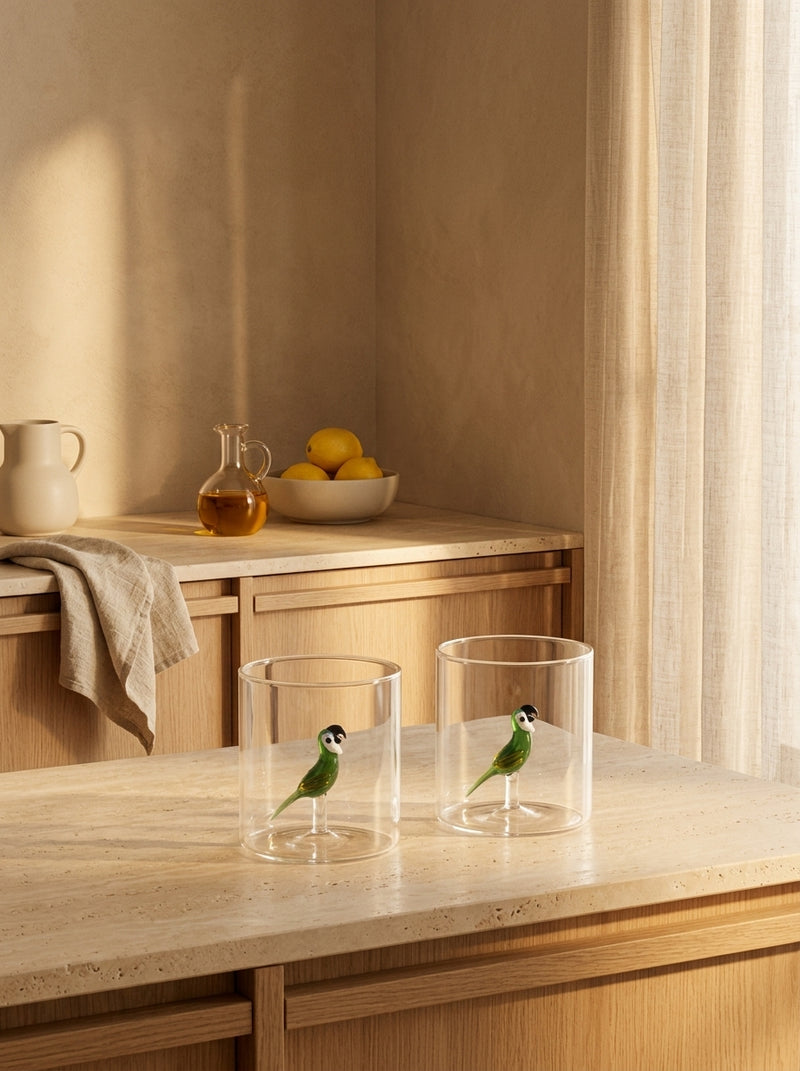 Monterey - Lot De 2 Gobelets Perroquets - Verre Borosilicate