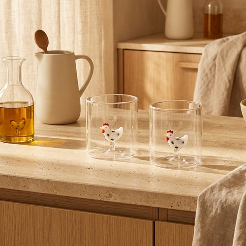 Monterey - Set of 2 White Hen Tumblers - Borosilicate Glass - 250ml