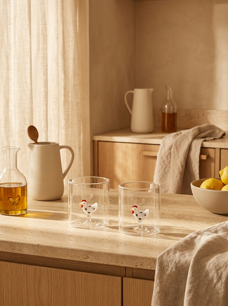 Monterey - Lot De 2 Gobelets Poule Blanches - Verre Borosilicate