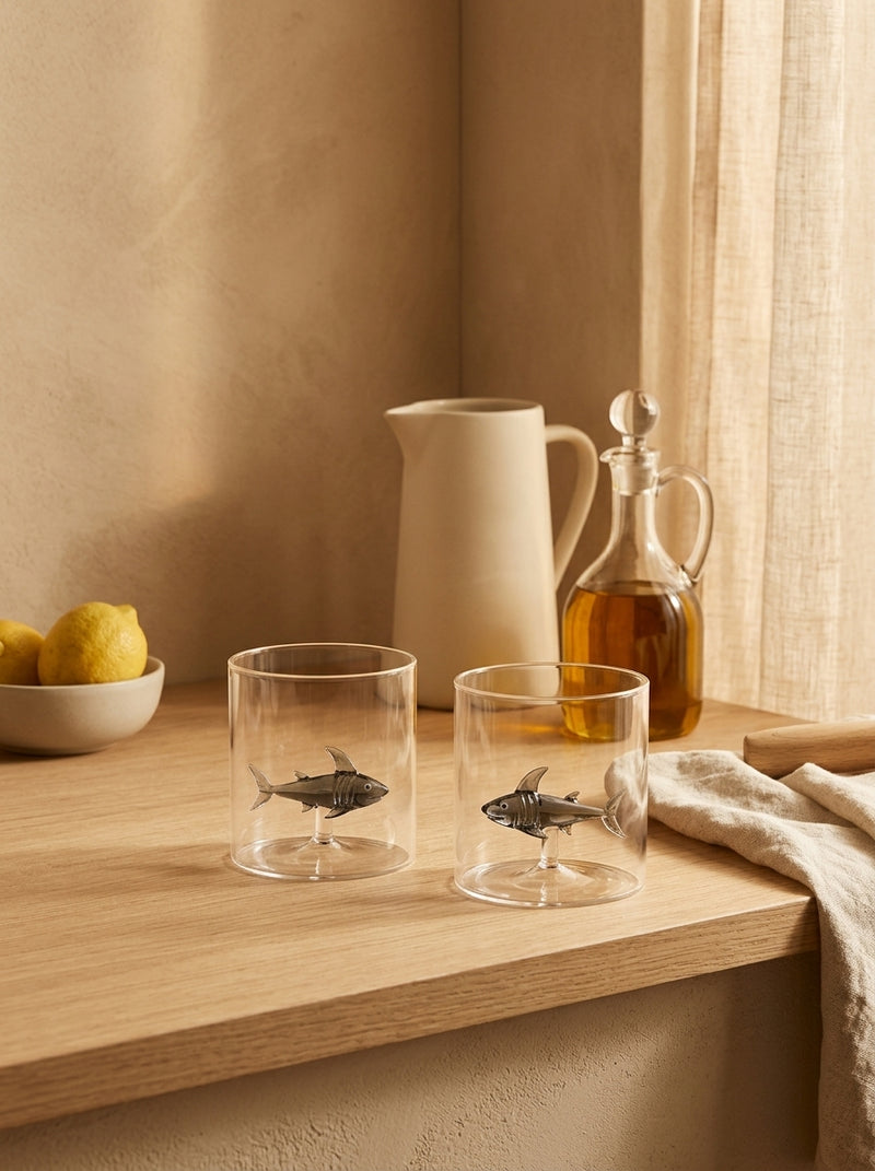Monterey - Lot De 2 Gobelets Requins - Verre Borosilicate
