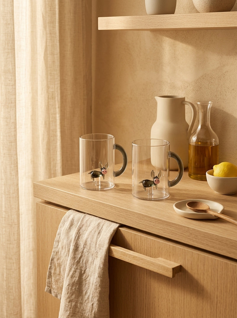 Monterey - Lot De 2 Mugs Ânes - Verre Borosilicate