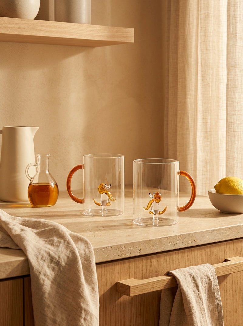 Monterey - Lot De 2 Mugs Chiens - Verre Borosilicate
