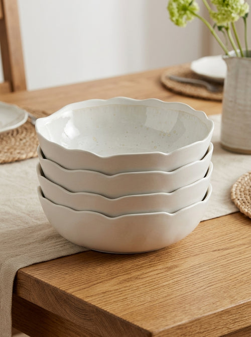 Plume - Lot De 4 Assiettes Pastas - Nacre
