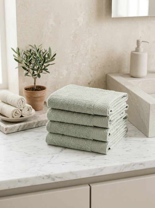 4 Almond Green Guest Towels