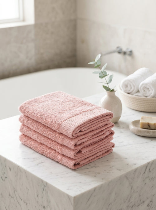 4 Petal Pink Guest Towels