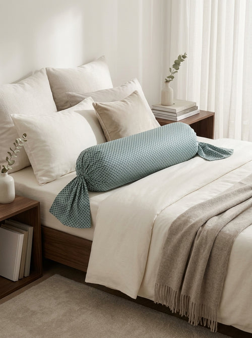 Arche Florale - Arche Florale Cotton Satin Bolster Case Green