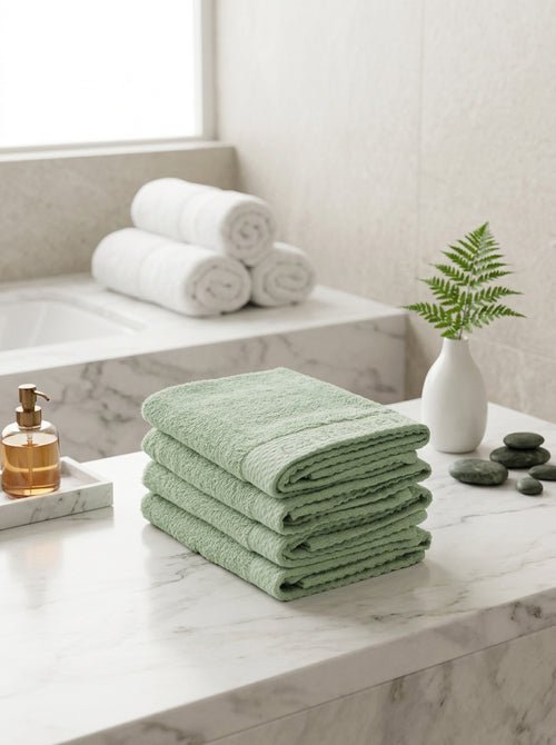 4 Meadow Green Guest Towels