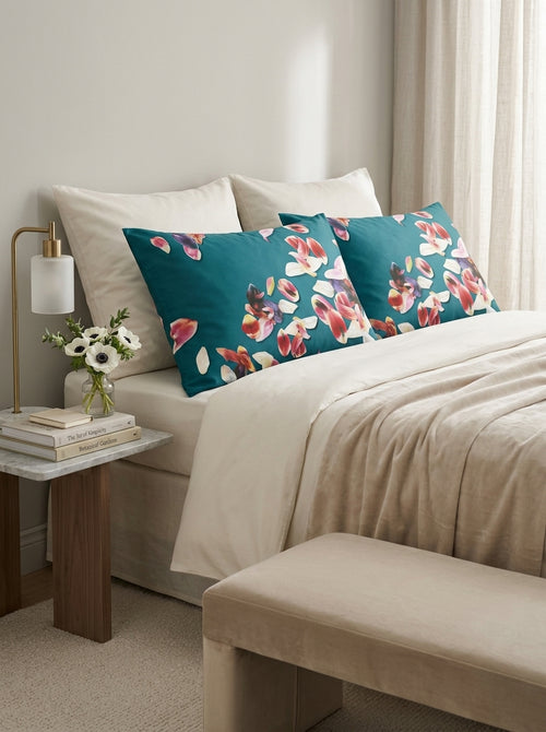 Aurore - Set Of 2 Aurore Green Cotton Satin Pillowcases