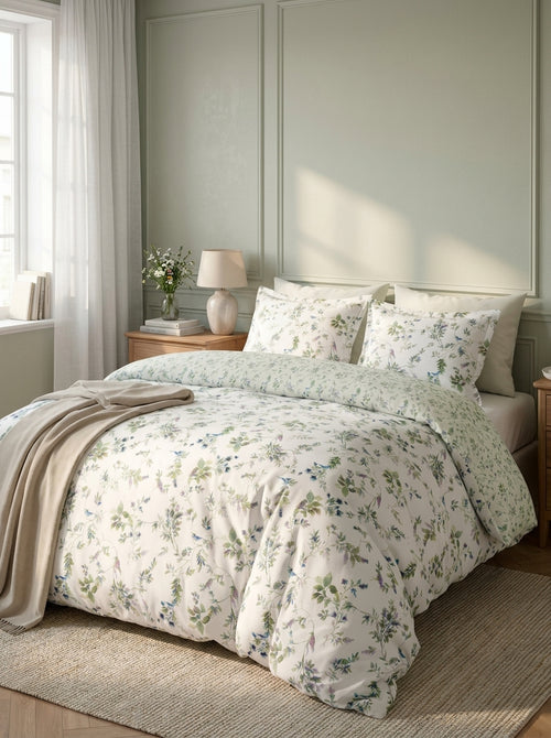 Eden Sauvage - Housse De Couette + 1 Ou 2 Taie(s) D'Oreiller - Satin De Coton - Blanc