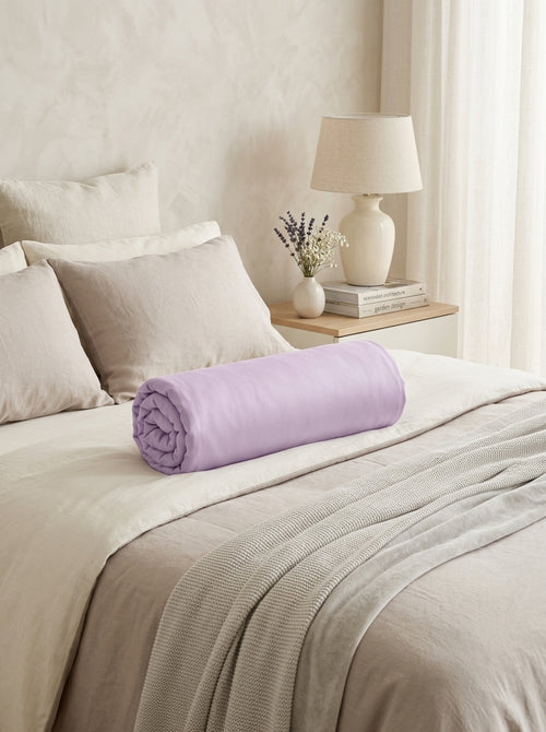 Eden Sauvage - Cotton Satin Fitted Sheet - Plain Light Purple