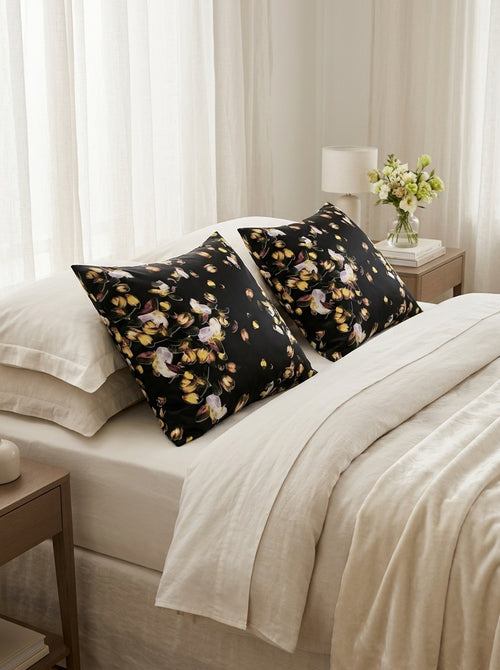 Aurore - Set Of 2 Aurore Ocher Cotton Satin Pillowcases