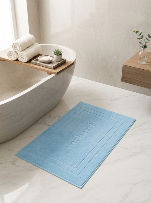 Design 2 - Combed Cotton Bath Mat - Powder Blue