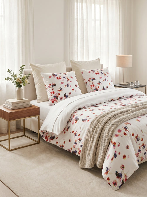 Aurore - Housse De Couette + 1 Ou 2 Taie(S) D'Oreiller Satin De Coton Aurore Blanc