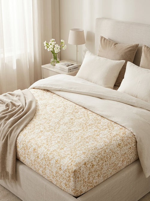 Birds - Birds Cotton Satin Fitted Sheet White / Yellow