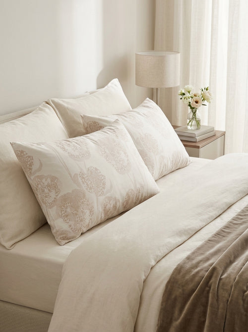 Lace - Set of 2 Cotton Satin Pillowcases Lace Taupe