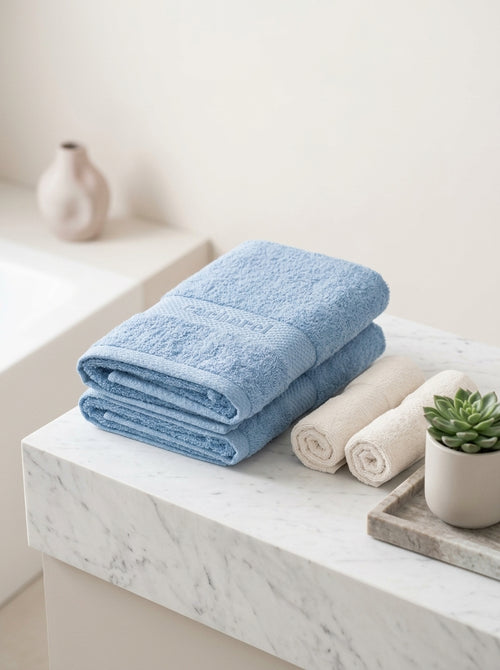 Set Of 2 Sky Blue Towels