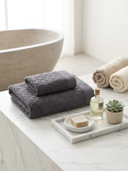 Set Of 2 Dark Gray Towels