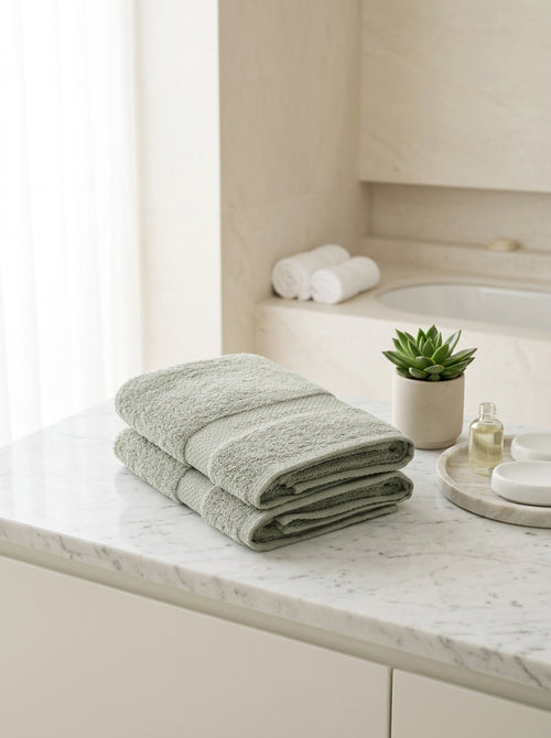 Set Of 2 Almond Green Towels
