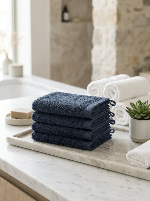 Set of 4 Navy Blue Washcloths