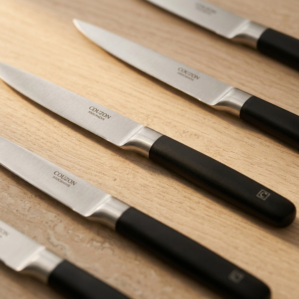 Kasaro - Set 6 Couteaux Steak - Acier Molybdène-Vanadium X50Crmov15 - Noir