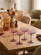 Eyden - Set of 4 Champagne Glasses 17 Cl - Mouth Blown Glass - Pink