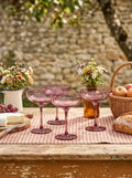 Eyden - Set of 4 Champagne Glasses 17 Cl - Mouth Blown Glass - Pink