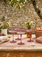 Eyden - Set of 4 Champagne Glasses 17 Cl - Mouth Blown Glass - Pink