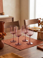 Eyden - Set of 4 Stemmed Glasses 35 Cl - Mouth Blown Glass - Pink