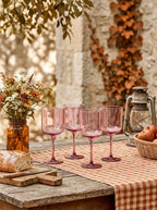 Eyden - Set of 4 Stemmed Glasses 35 Cl - Mouth Blown Glass - Pink