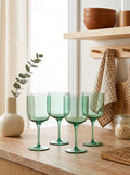 Eyden - Set of 4 Stemmed Glasses 35 Cl - Mouth Blown Glass - Green