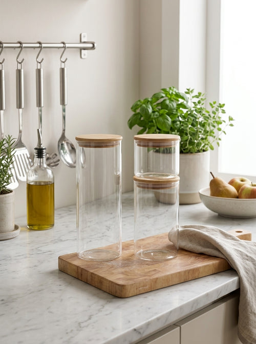 Set of 3 Storage Boxes with Lid - Transparent