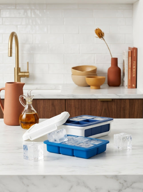 Lot : 2 Bacs À Glaçons Xl En Silicone Avec Couvercle