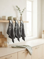 Miel - Juego de 3 paños de cocina Jacquard - Algodón - Negro