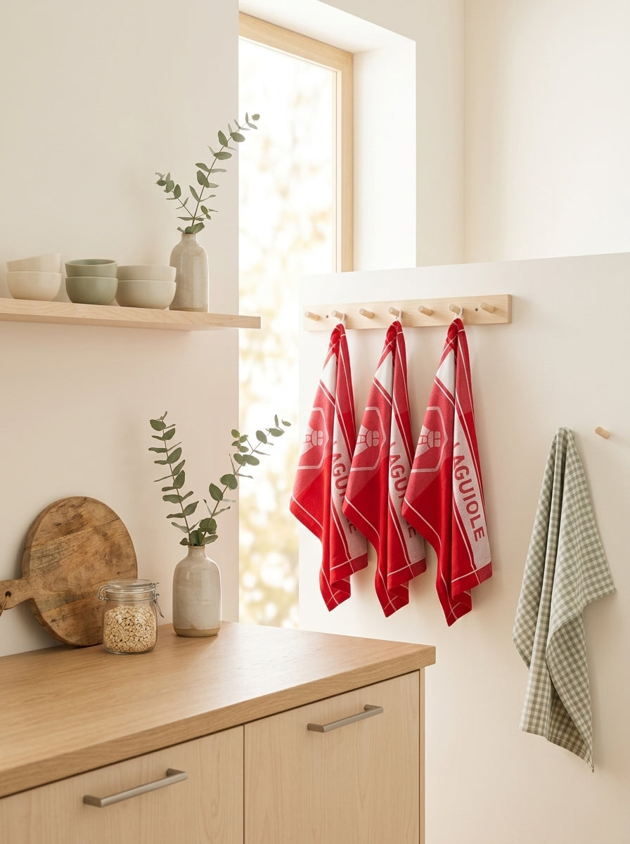 Miel - Lot De 3 Torchons Jacquard - Coton - Rouge